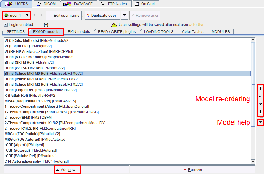 PXMOD Configuration Model List