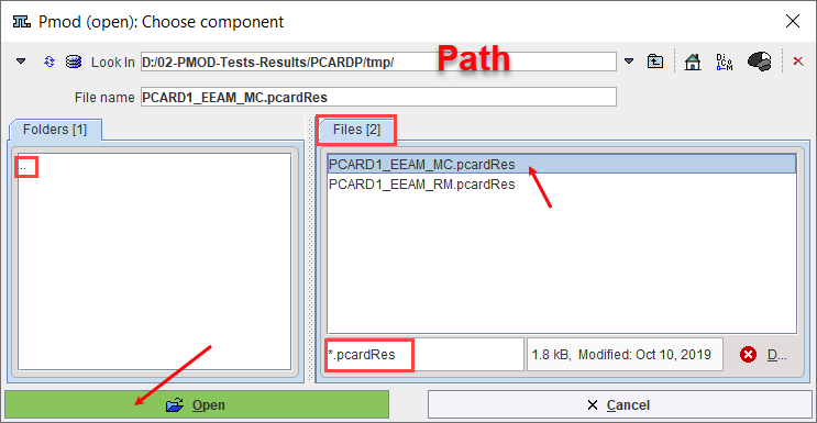 Button Load Results from File System Dialog Window